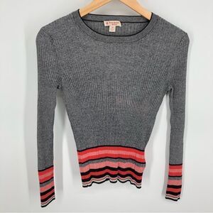 Brooks Brothers‎ Red Fleece Ribbed Top Womens Medium Stretch Ribbed Stripe